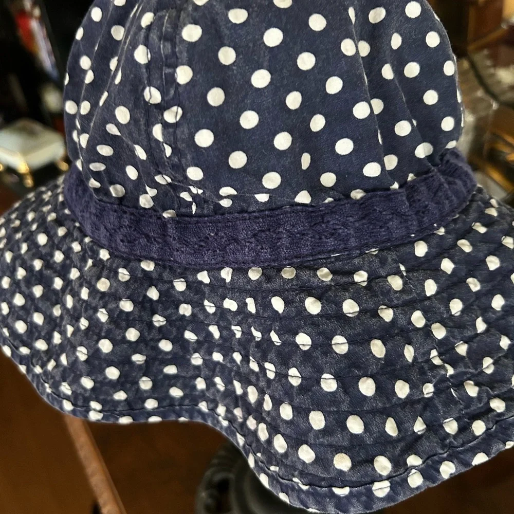 Navy Blue & White Polka-Dot Hat